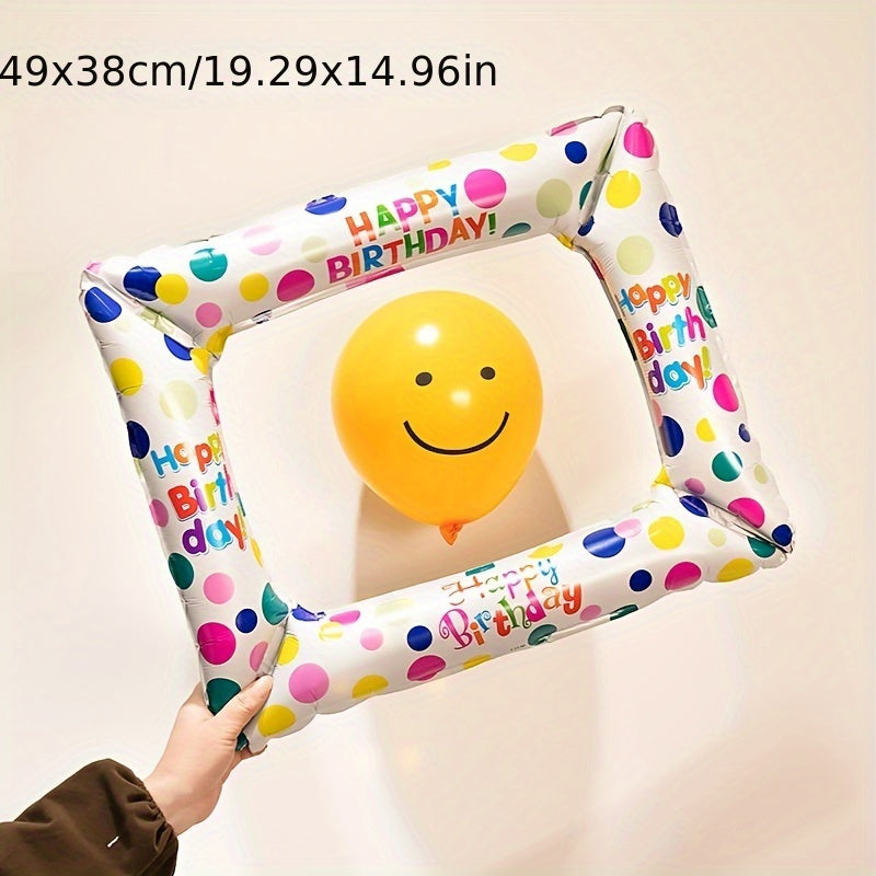 Birthday Balloon Party Wave Point Photo Frame Aluminum Balloon