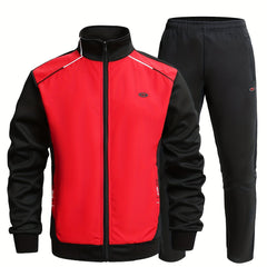 Men's Sports Suit Zip Up Jacket & Solid Pants