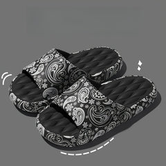 Women's Paisley Printed Pillow Slides Open Toe Soft Sole Shoes