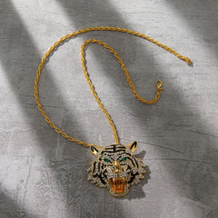 Alloy Tiger Head Pendant Necklace Hip Hop Creative Animal Jewelry