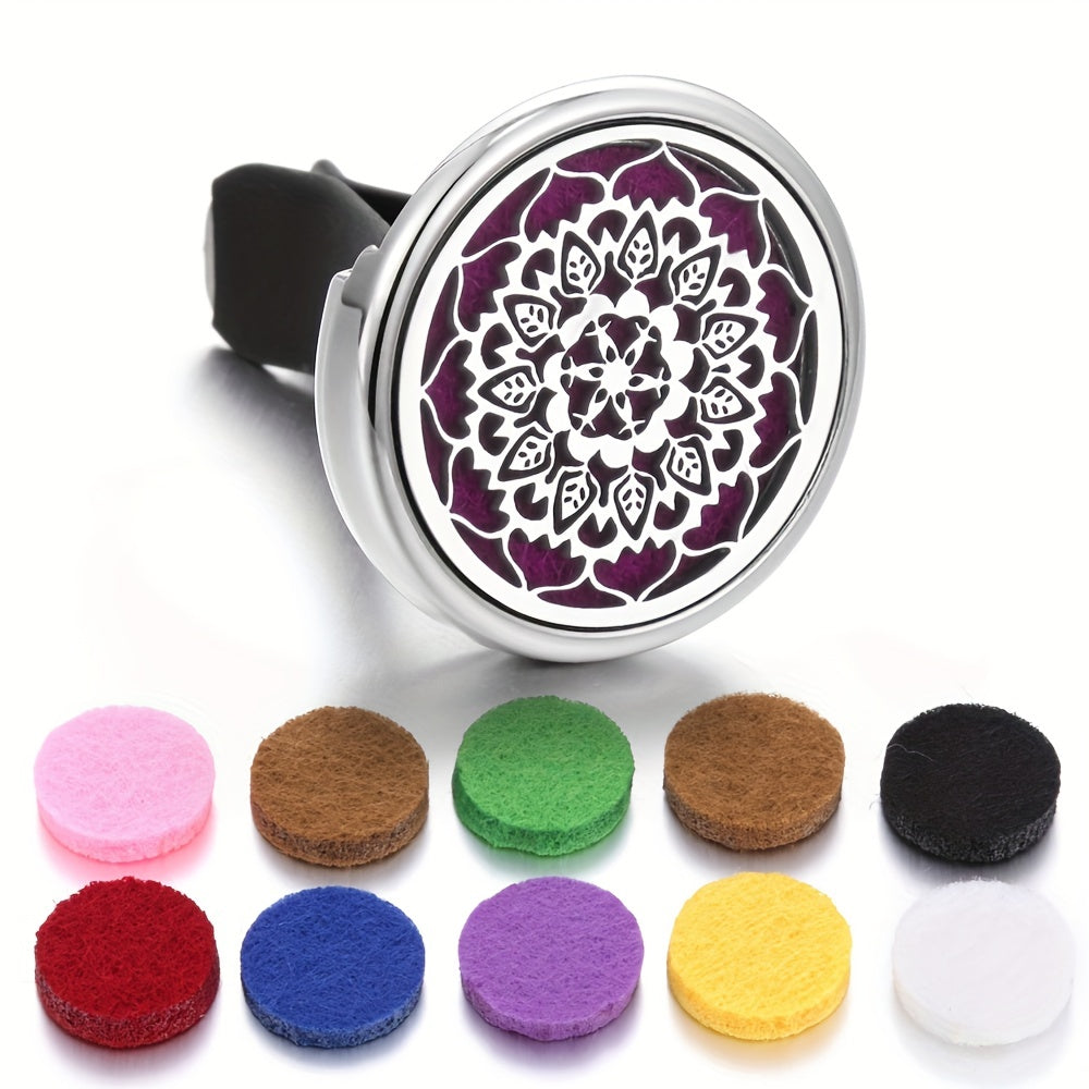 Car Aromatherapy Diffuser Locket Car Clip with 10pcs Mixed Pads