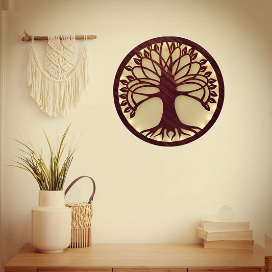 LED Engraving Tree Of Life Wooden Board Hanging Decoration