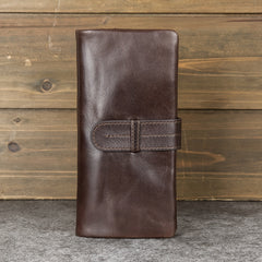 Vintage Style Leather Wallet Bi Fold with Coin Pocket Magnetic Closure