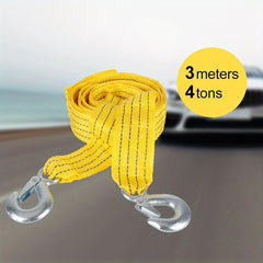 3M 118in 4Tons Tow Strap Fluorescence Nylon Alloy Steel Hooks Auto Towing Rope