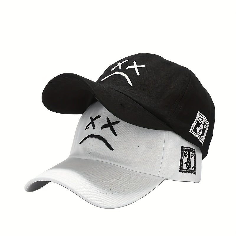 Crying Face Embroidery Baseball Cap Hip Hop Unisex Couple Sun Hats Adjustable