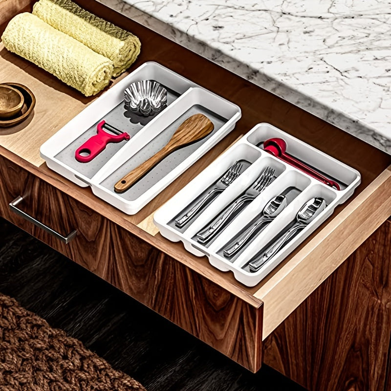 Non Slip Tray with 5 Compartments for Bathroom Accessories