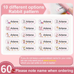 Rabbit Girl Custom Name Tag Sticker MEDIUM Size 4 6x1