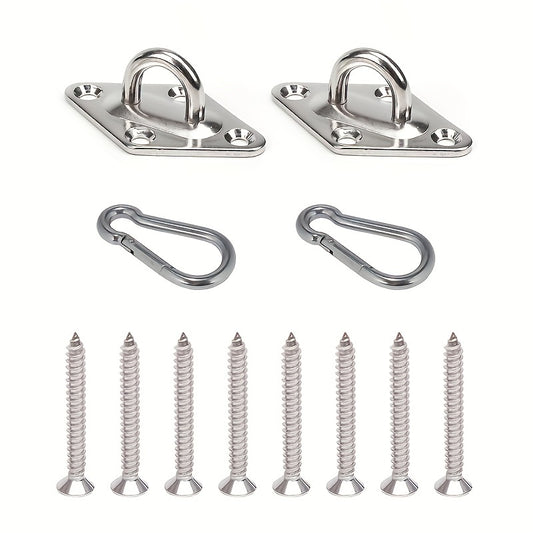 304 Stainless Hammock Hanging Kit with 2 Rhombus Pad Eyes