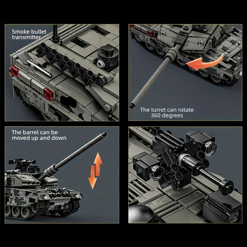 Rotating Track Tank Model Building Set Adult DIY Historical Vehicle