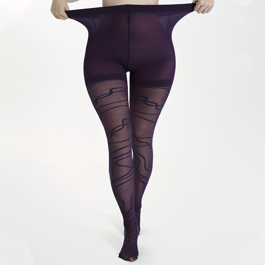 Women's Plus Jacquard 40 Denier High Rise Pantyhose