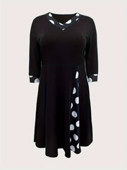  Colorblock Dot Print Maxi Dress