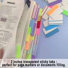 500 Pcs Transparent Sticky Note Tabs, 7 Colors, Writable Book Tabs