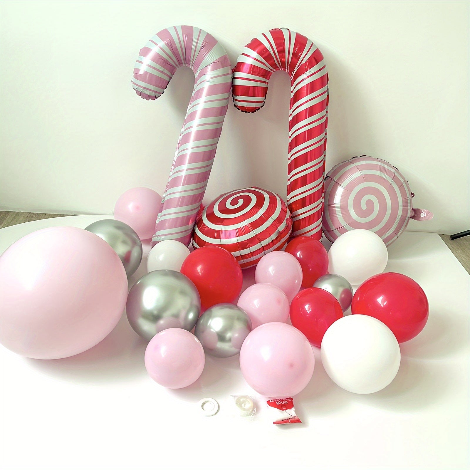 Red Pink Christmas Balloon Arch Set Candy Party Decoration Supplies
