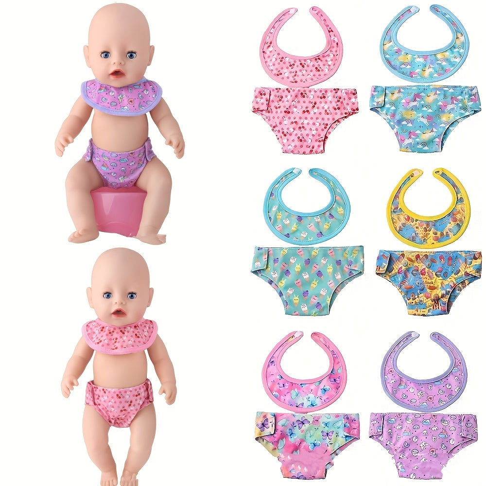 18" Doll Clothes Set Bibs and Underwear Outfit Ideal Gift for Kids 3-6