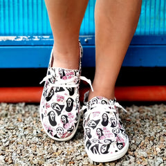 Women's Scream Pattern Slip On Canvas Shoes Halloween Shoes