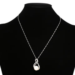 Zirconia Bridal Jewelry Set Necklace & Earrings Faux Pearls Anniversary Gift