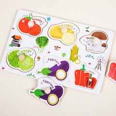 Kids Educational Wooden Puzzles Montessori Animal Fruit Shape Jigsaw
