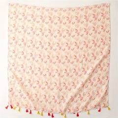 Rainbow Print Pink Voile Scarf Tassel Shawl Boho Head Wraps Women Hijab