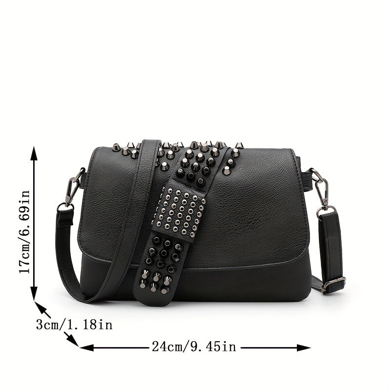Gothic Skull Pattern Crossbody Bag Y2K Punk Flap Shoulder Bag