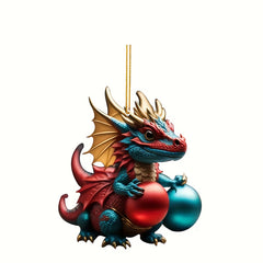 Christmas Dragon Acrylic Pendant Art Deco Car Pendant Backpack Decoration