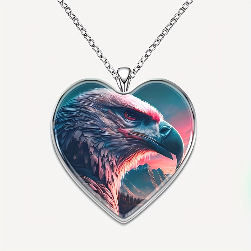 Heart Shaped Eagle Necklace Men Women Anniversary Christmas Gift
