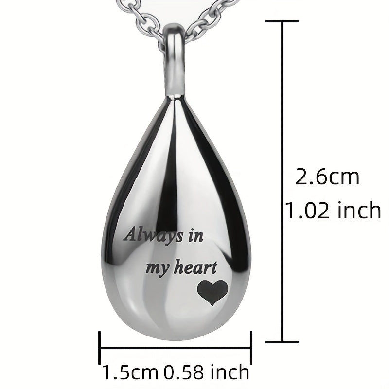 Teardrop Cremation Jewelry For Pet & Human Ashes Memorial Urn Necklace