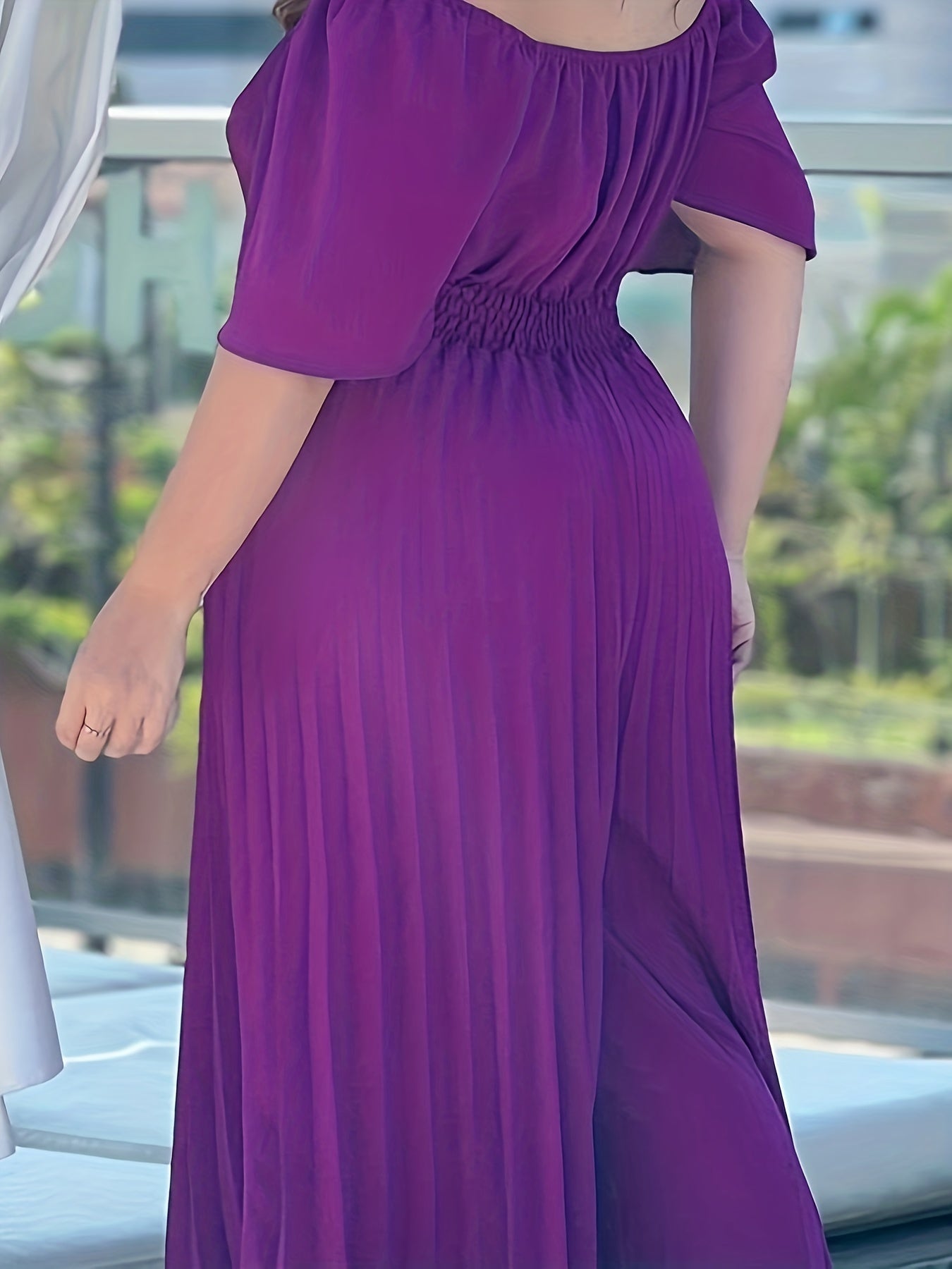  Off Shoulder Wide Leg Jumpsuit