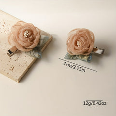Organza Camellia Hair Claw Bridal Hair Clip Wedding Hair Accessories