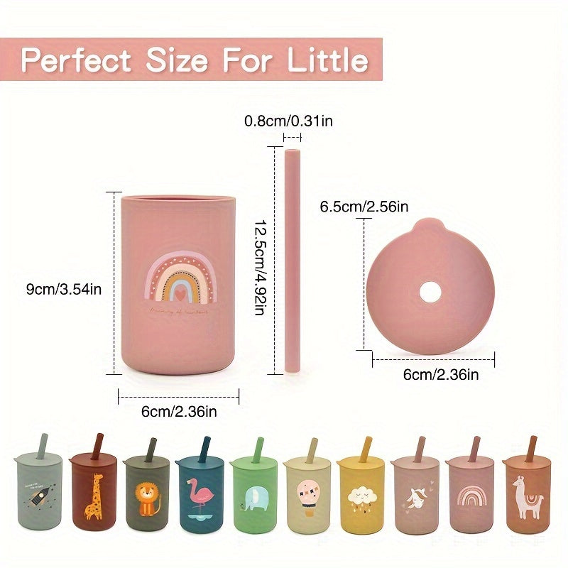 6oz Silicone Kids Cups with Straws and Lids for Training