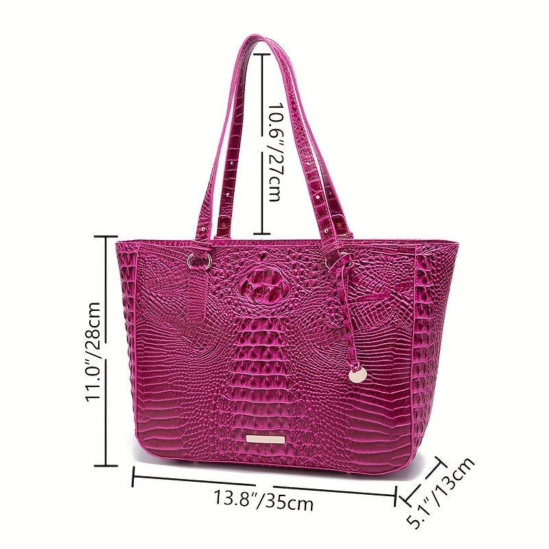 Crocodile Pattern Tote Bag Leather Shoulder Bag Satchel Purse
