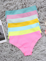 7pcs Seamless Solid Briefs Stretchy Intimates Panties Women's Lingerie