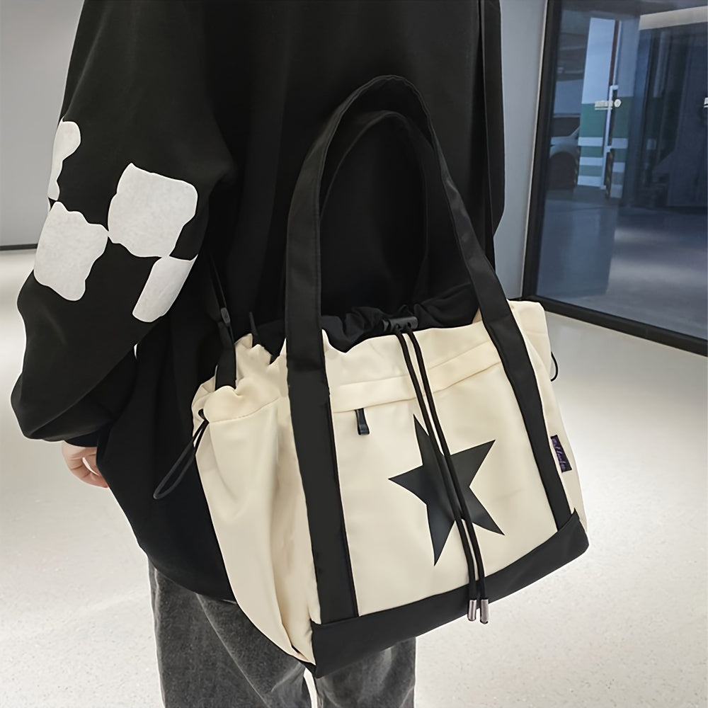 Large Capacity Women's Shoulder Bag Star Graphic Casual Style Vegan Leather