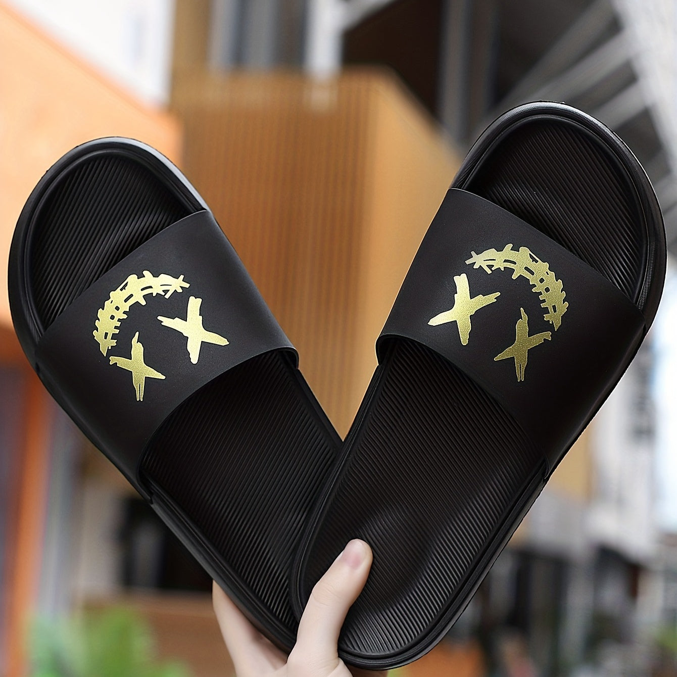 Men's Cartoon Smile Slip On Slides Soft Sole Slippers