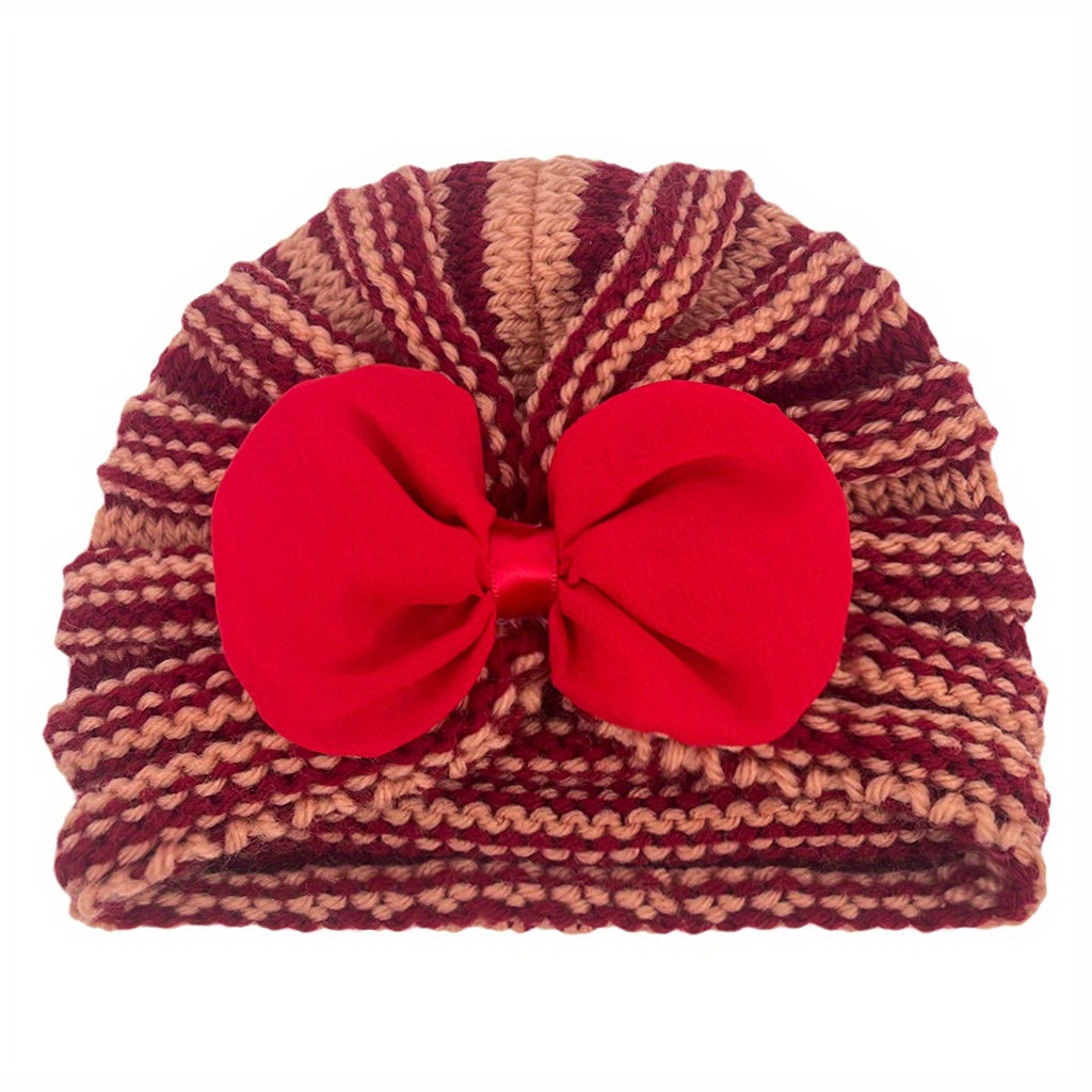 Winter Chiffon Bow Baby Hat 0-2 Years