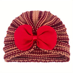 Winter Chiffon Bow Baby Hat 0-2 Years
