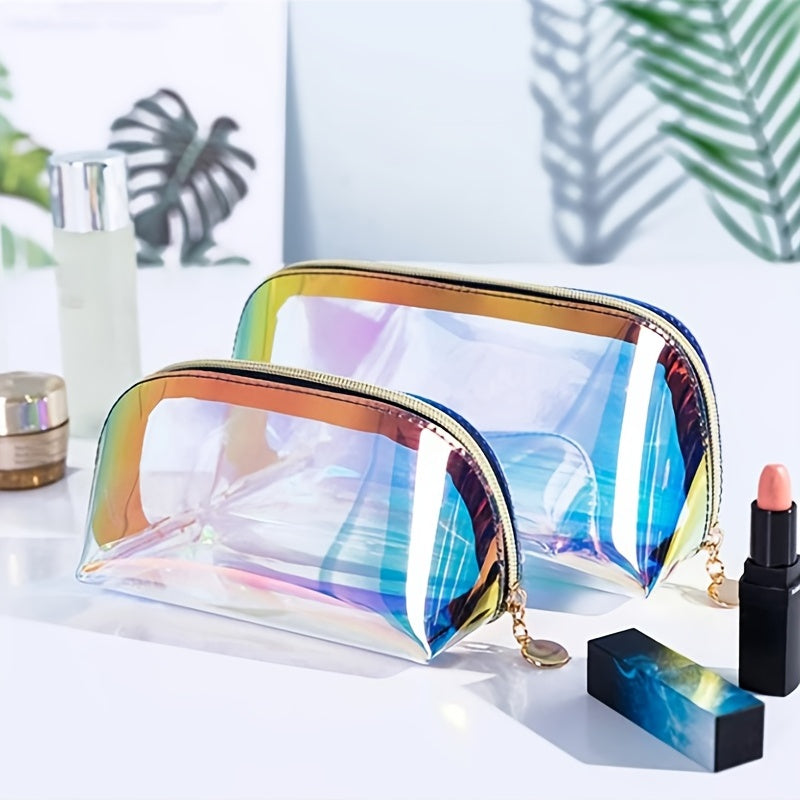 Colorful Half Round Holographic Makeup Bag with Zipper