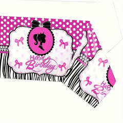 Pink Happy Birthday Tablecloth Princess Themed Party Supply Wedding Tea Party