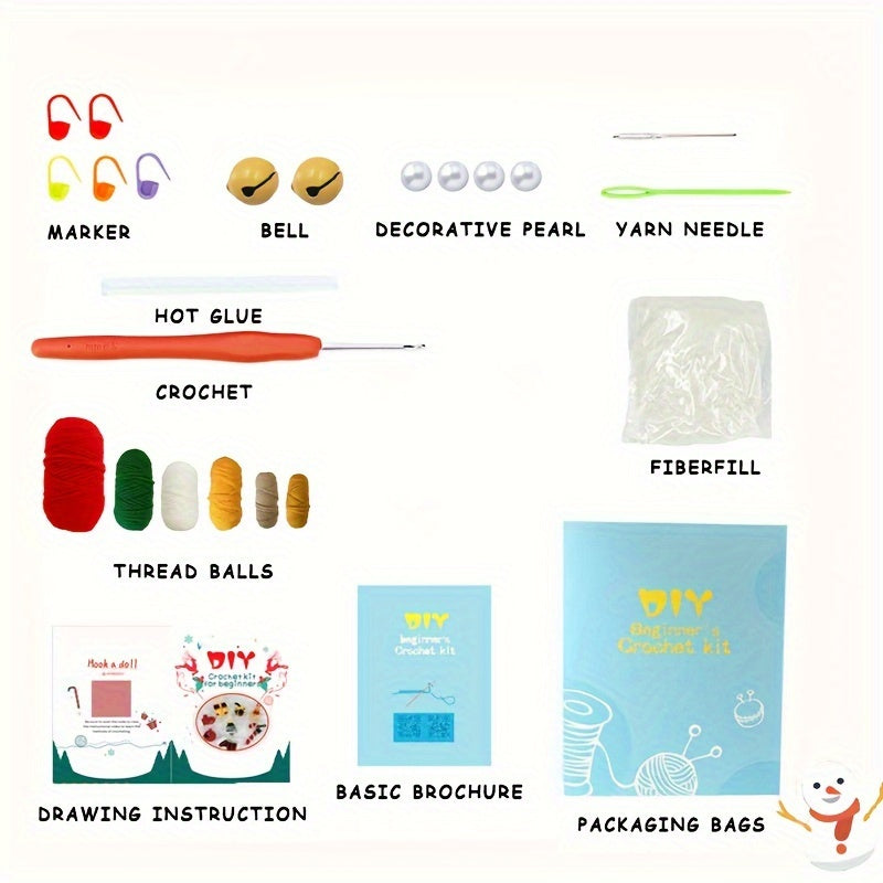 Beginner Crochet Yarn Set with English Manual -  Crochet Material Package