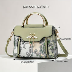 Floral Print Shoulder Bag Magnetic Closure PU Leather