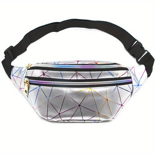 Holographic Fanny Pack Laser Geo Pattern Crossbody Bag