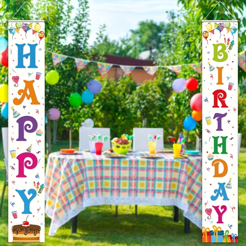 Happy Birthday Porch Sign Door Banner Cake Balloon Party Supplies