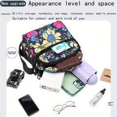 Women's Floral Print Messenger Bag Lightweight Nylon Crossbody Sling