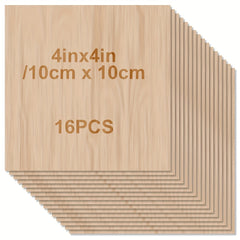 Unfinished Wood Sheets for Crafts 4x4x1.5in 2mm Thick Smooth Surfaces