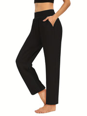  Pants Women's Plus Elastic High Rise Slim Fit Straight Leg Trousers