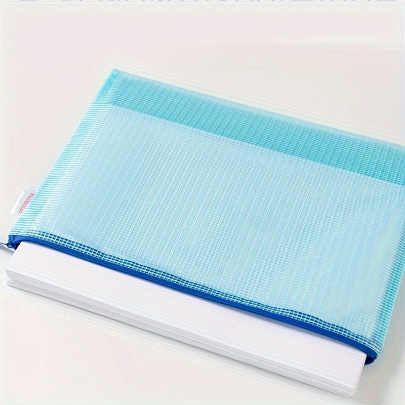 Transparent A4 Grid File Bag with Zipper Closure