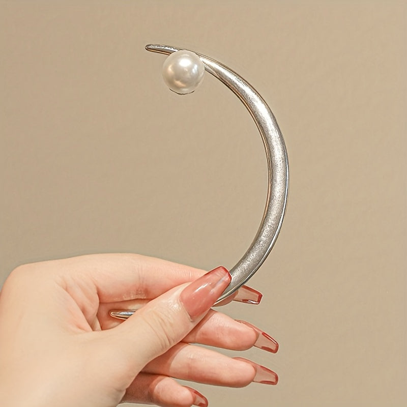 Moon Shape Faux Pearl Hairpin Vintage Hair Jewelry Accessory