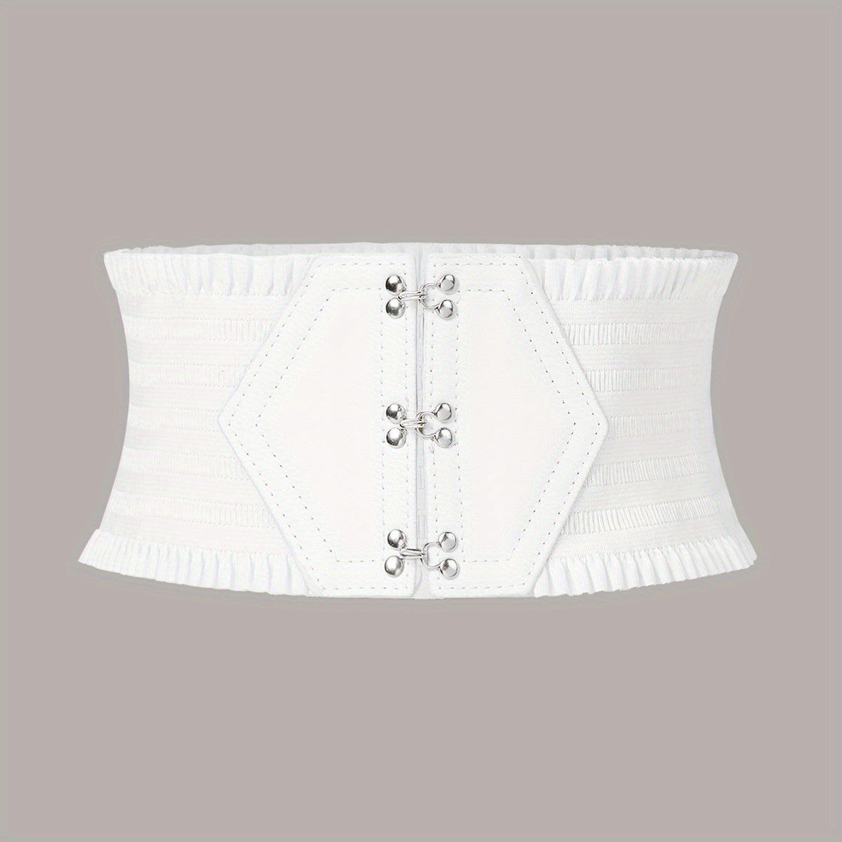 Candy Ruffles Wide Belt Triple Buckle Elastic Waistband for Women
