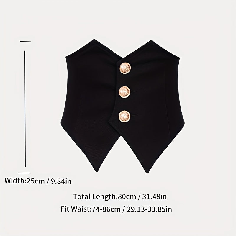 Vintage Style Wide Belt with Three Buttons