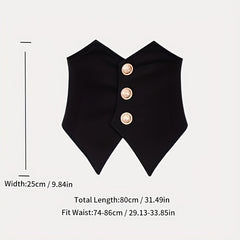 Vintage Style Wide Belt with Three Buttons
