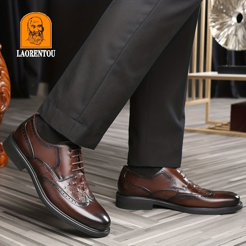 LAORENTOU Men's Brogue Leather Dress Shoes Lightweight Formal Shoes